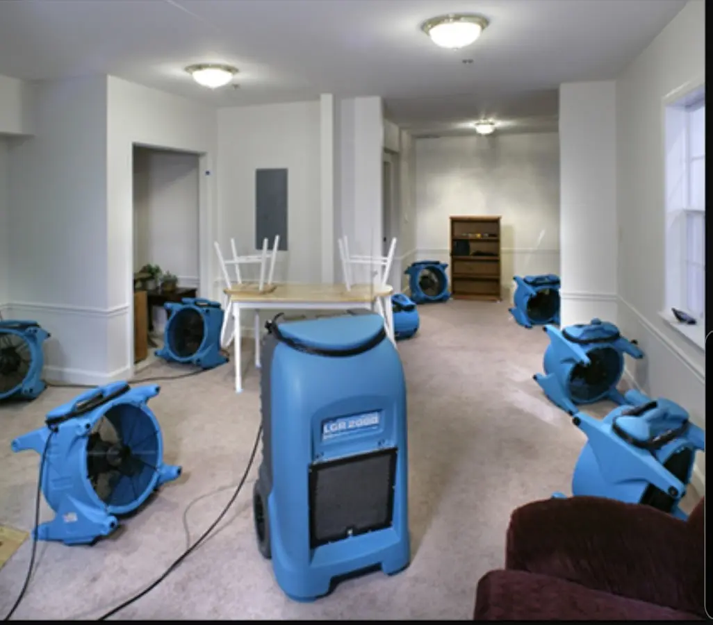 Air movers and dehumidifier setup for Water Extraction & Removal in Shamong